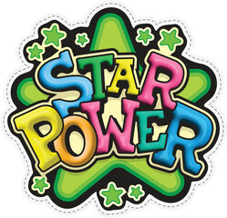 Star Power. Fun and colorful kids sticker. Vector decal.