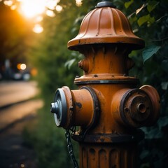 Fototapeta premium Old fire hydrant covered with rust. Generative AI
