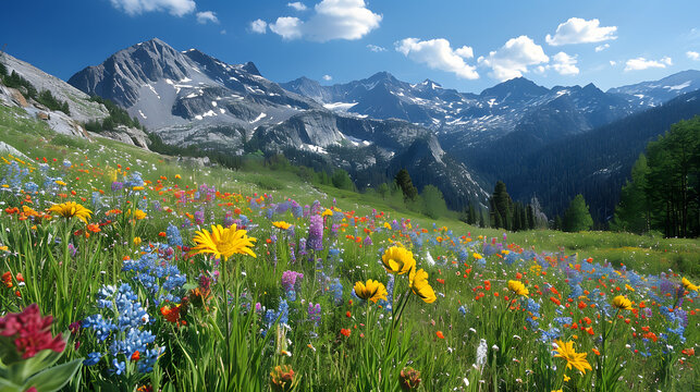 Alpine meadows during the summer and capture the vibrant colors of wildflowers against the backdrop of majestic mountains