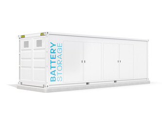 Containerized Battery Energy Storage System isolated on white background. Generic design. 3D rendering image.