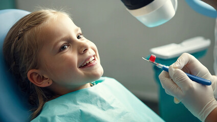 Little girl at dentist 