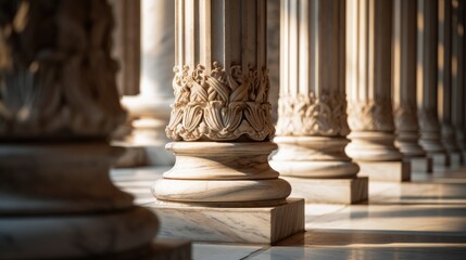 Marble pillars building detail