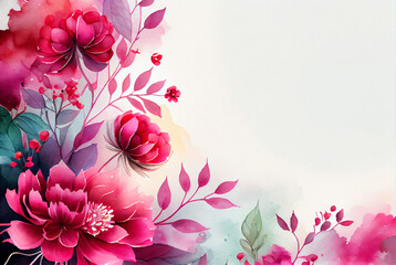 Watercolor Pink Flower Card Background Image