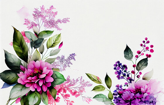 Watercolor Violet and Pink Flower Background Image