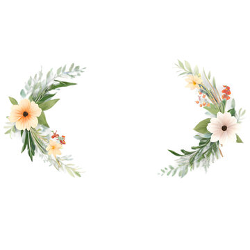 Boho floral wreath border with wildflowers and foliage Transparent Background Images 