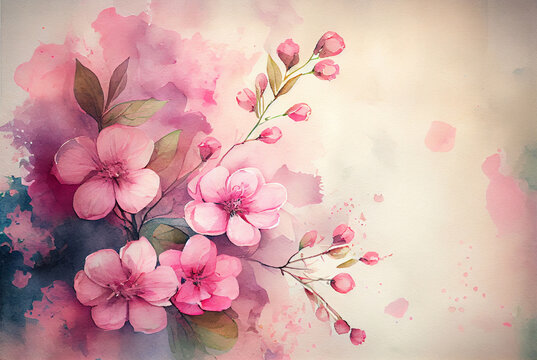 Watercolor Pink Flower Background Image