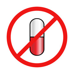 Vector No Pill or Medicine Sign