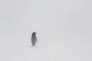 Obraz premium Gentoo PenguinGentoo Penguin in Snowy Habitat. Minimalist Artistic Illustration of Penguin Isolated on White. 