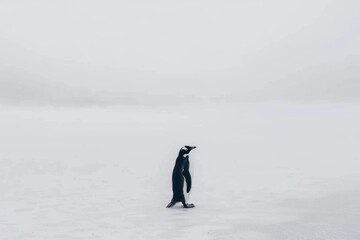 Gentoo PenguinGentoo Penguin in Snowy Habitat. Minimalist Artistic Illustration of Penguin Isolated on White.
