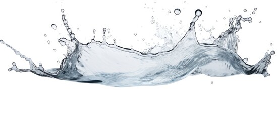 An up-close view capturing the dynamic motion of a water splash against a clean white background