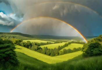 rainbow over fields