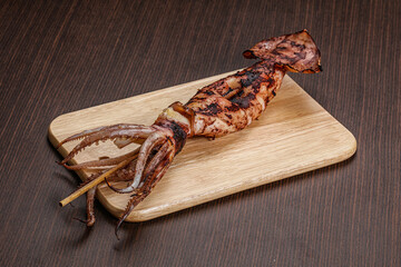 Dietary grilled squid in the plate