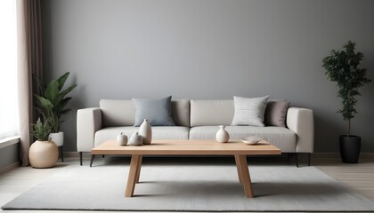  Minimalist, modern, contemporary composition of living room  - obrazy, fototapety, plakaty