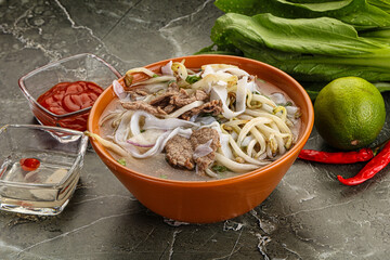 Vietnamese soup Pho Bo with beef