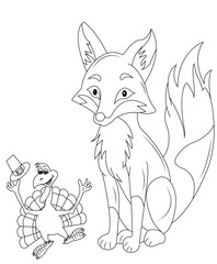 FOX COLORING BOOK PAGE FOR KIDS