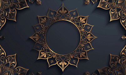 Elegant Golden Mandala on Luxurious black Background