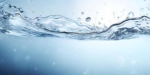 Air bubbles in water with wave bubble  formation ocean  currents with blue water background
