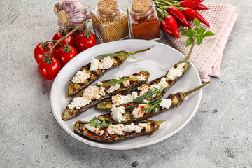 Grilled eggplant with feta cheese