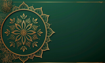 Elegant Golden Mandala on Luxurious Green Emerald Background