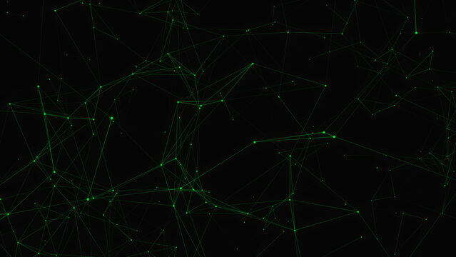 Illustration  abstract background with connected line and dots, Futuristic digital background for Business Science and technology green color animated particle plexus bacground.