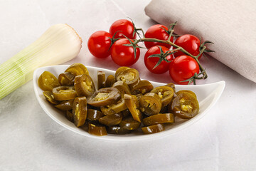 Sliced canned jalapeno pepper