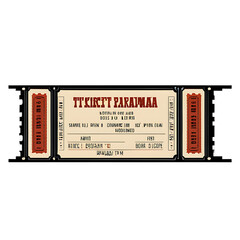 Retro movie ticket frame border with cinema-themed illustrations and vintage ticket stubs Transparent Background Images  - obrazy, fototapety, plakaty