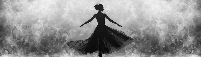 Dancer silhouette in motion, the elegance of ballet frozen in time
