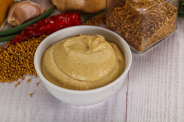 Dijon mustard sauce in the bowl