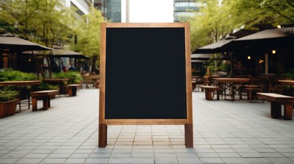 Mockup blank chalkboard menu outside of store, restaurant or coffee shop