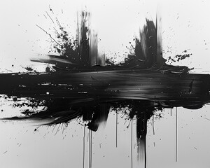 White background with black abstract shapes, modern art