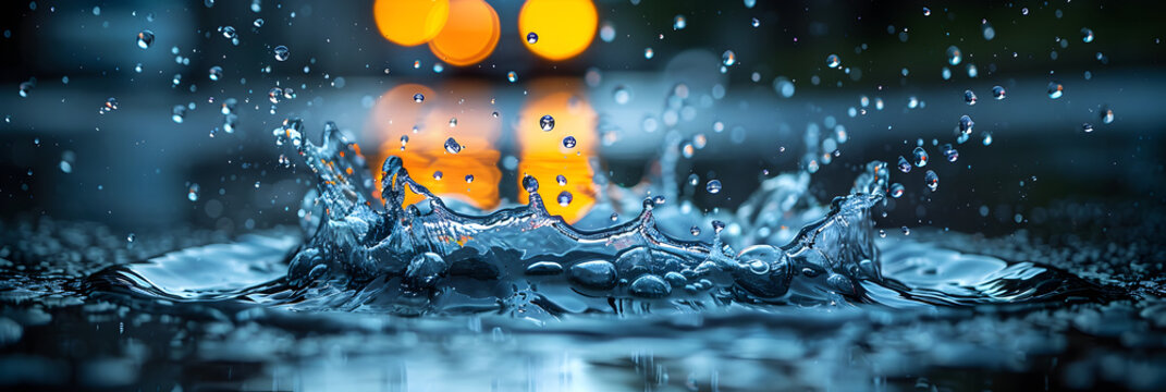 Close-up of Water Splashing Around a Street Drain,
Capture a HighSpeed Image of a Water Droplet Hitting the Surface
