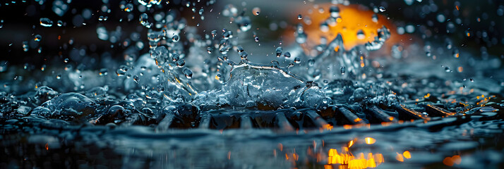 Close-up of Water Splashing Around a Street Drain,
Water splash close up Sony lens - obrazy, fototapety, plakaty