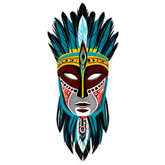 Tribal mask frame border with indigenous patterns and tribal motifs Transparent Background Images 