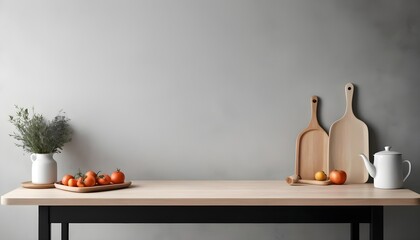 empty clean table , food, kitchen, modern interior design	
