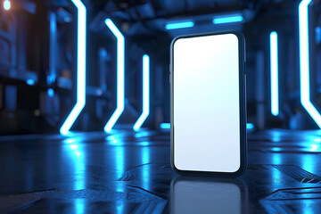 Smart artificial intelligence design mobile phone with glowing screen