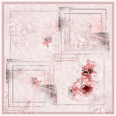 abstract cloudy background, floral detailed scarf pattern design - obrazy, fototapety, plakaty