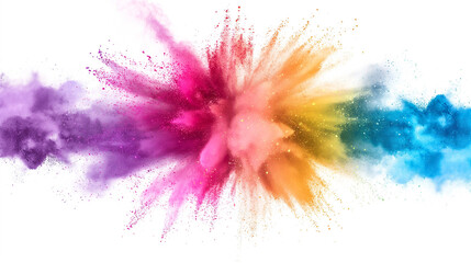 Vibrant explosion of powder on white background