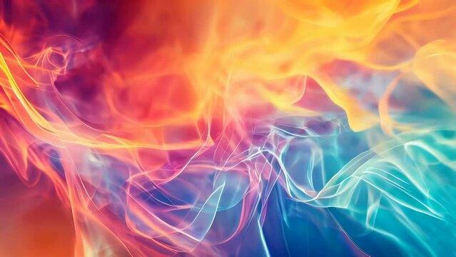 Abstract background of blue, orange, yellow and red fire flames.