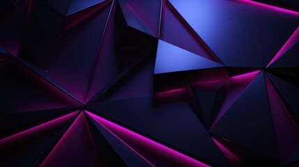 Fototapeta premium Black deep purple abstract modern background for design. Geometric shape. 3d effect. Lines, triangles, angles. Color gradient. Dark shades. Colorful. Metal, metallic. Shine