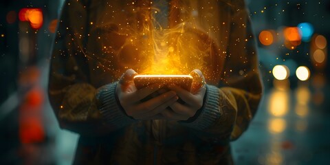 Magical Smartphone Portal Downloading Energetic Sparks of Innovation and Creativity