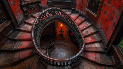 Spiral staircase leading up or down. - obrazy, fototapety, plakaty