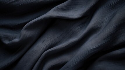 Dark gray anthracite black natural cotton linen textile texture - obrazy, fototapety, plakaty