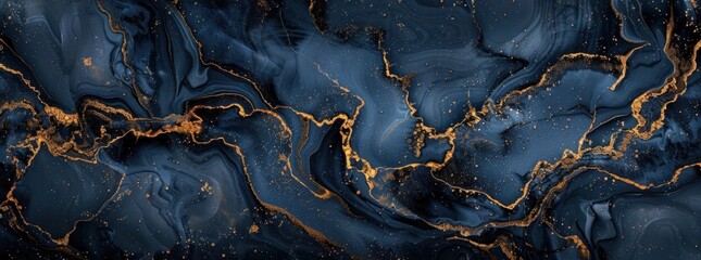 Golden Veins in Abstract Marble