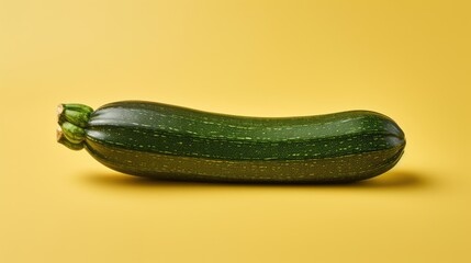 Ripe green squash on a yellow background. The concept of fresh food.