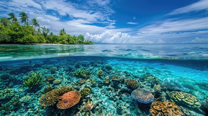 Tropical Paradise: Over and Underwater View