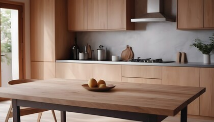 Fototapeta na wymiar empty clean table , food, kitchen, modern interior design