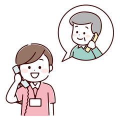 訪問看護師へ相談しているシニア男性