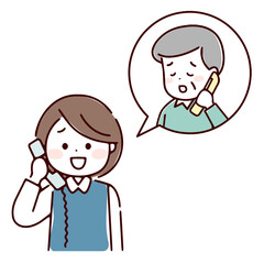 スタッフへ相談しているシニア男性