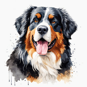 A bernese mountain dog, watercolor, profile picture