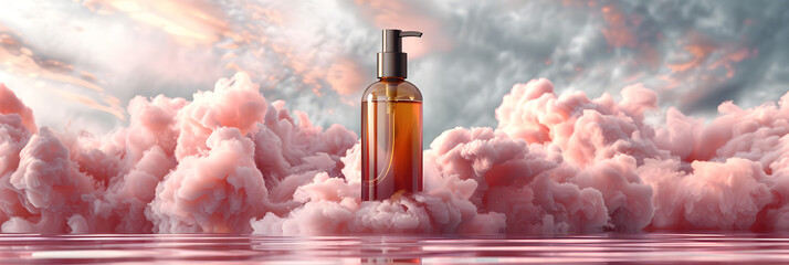 Mockup of Elegant Lotion Pump Bottle on Bright Counter,
Mockup of perfume bottle, fashion cosmetic, Stylish Perfume banner
